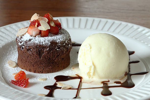 istock chocolate lava and vanilla ice cream 508186119