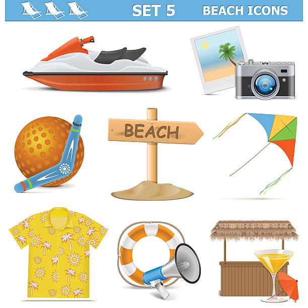 ilustrações, clipart, desenhos animados e ícones de vetor ícones de praia série 5 - polo shirt