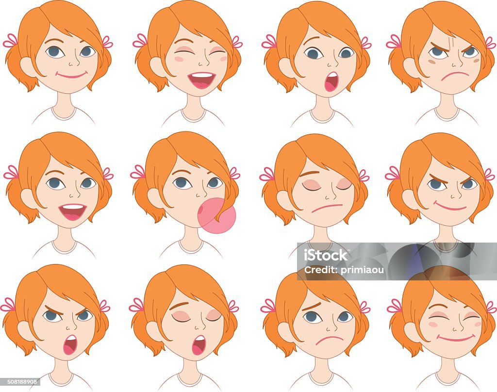 Cartoon Girls Emotions And Expressions Set Stock Illustration - Download  Image Now - Girls, Teenage Girls, Displeased - iStock