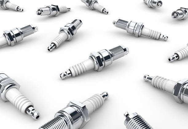 vereinzelt sparkplugs - spark plug electrode transportation workshop stock-fotos und bilder