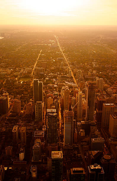 istock aerial view of downtown Toronto, evening light 508189640