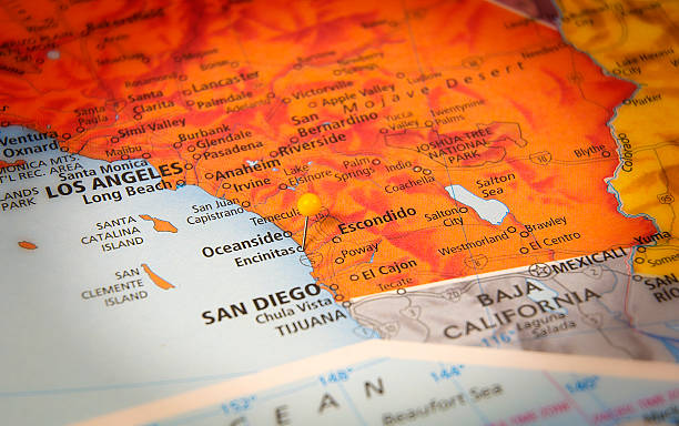 istock Encinitas California Travel Road Map With Mexican Border 508189844