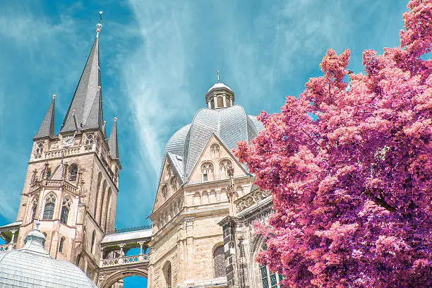 Aachen Cathedral, Aachen, Germany. Infrared shot
