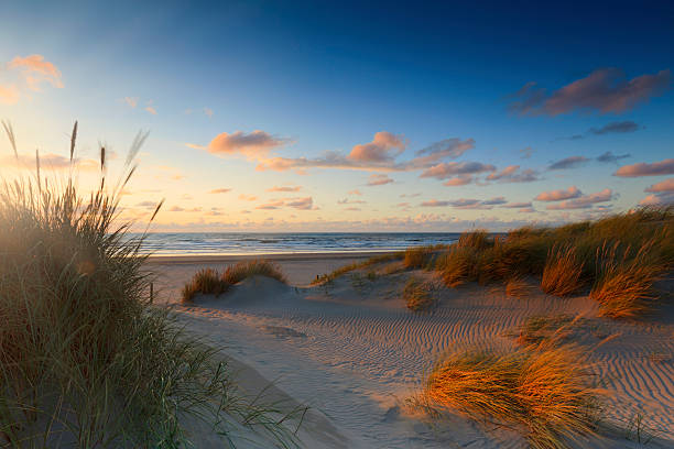 moody sunset along the Dutch coast near The Hague: The Hague, Netherlands