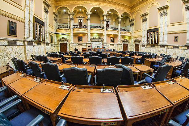 Maryland State Capitol - House Chamber Photo of the House of Representatives chamber within the Maryland state capitol building in Annapolis. house of representatives photos stock pictures, royalty-free photos & images