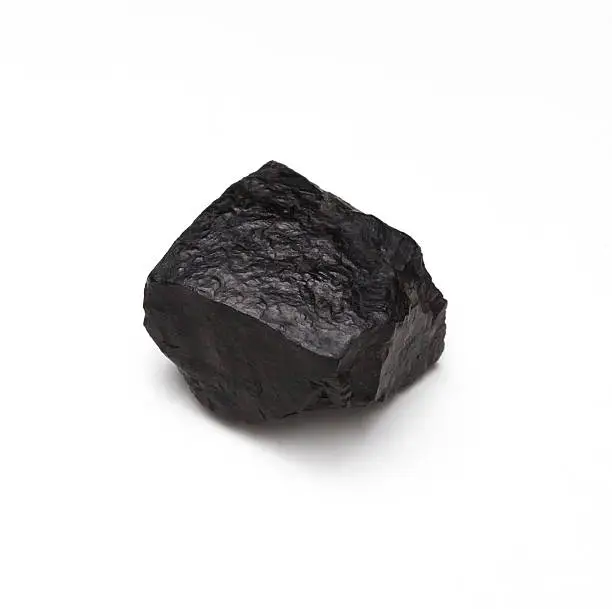 Photo of Chunk of Coal on a White Background