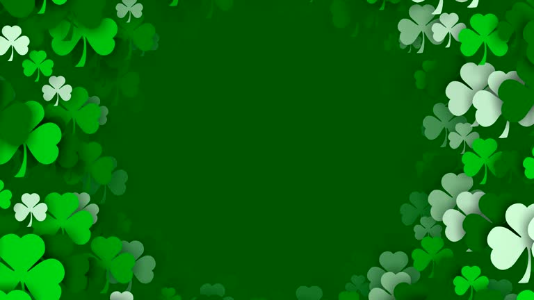 Copy Space, Shamrocks Zooming by, for Saint Patrick's Day (Loopable)