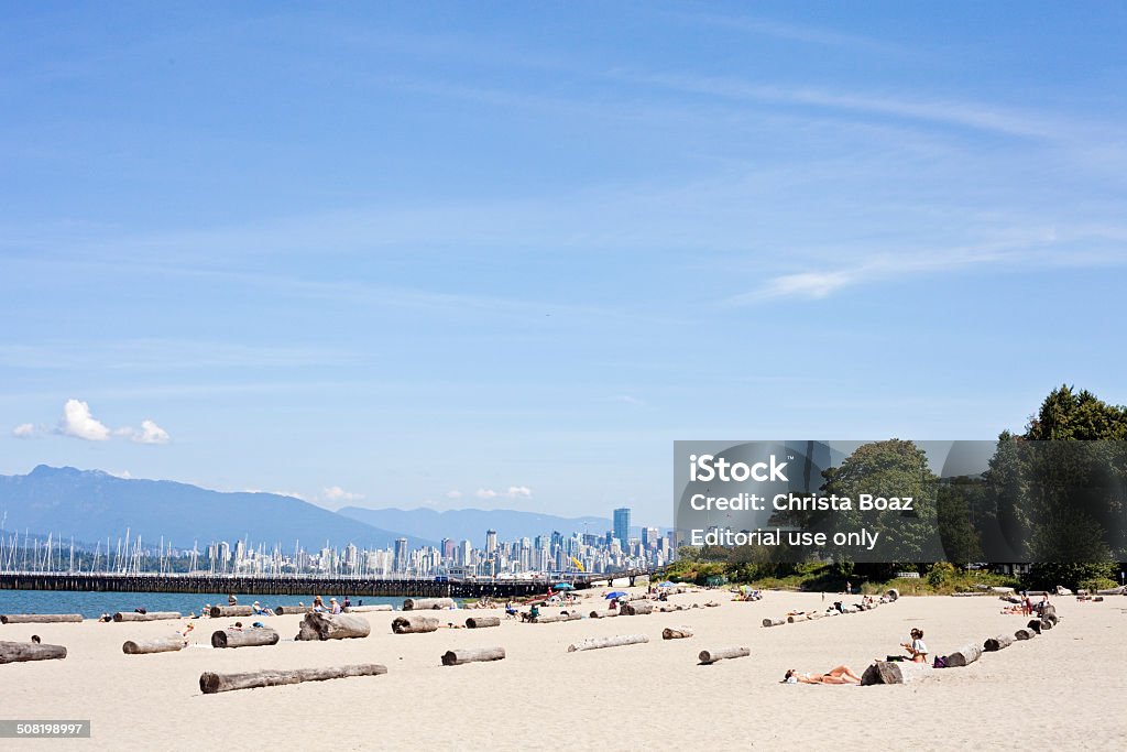 Jericho Beach - Vancouver Vancouver, Canada - August 9, 2014: A summer day on Jericho Beach in Kitsilano. People are spread out on the beach with the city of Vancouver in the background. Vancouver - Canada Stock Photo