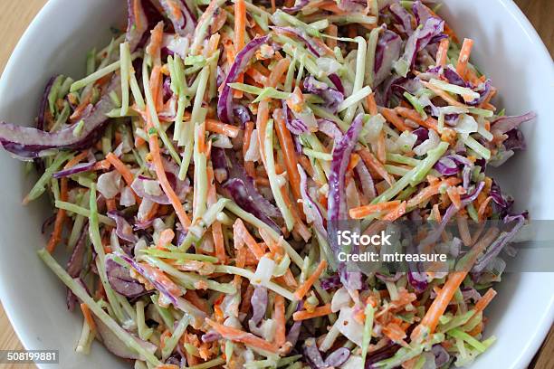 Homemade Coleslaw Shredded Red Cabbage Grated Carrot Sliced Onion Mayonnaise Stock Photo - Download Image Now