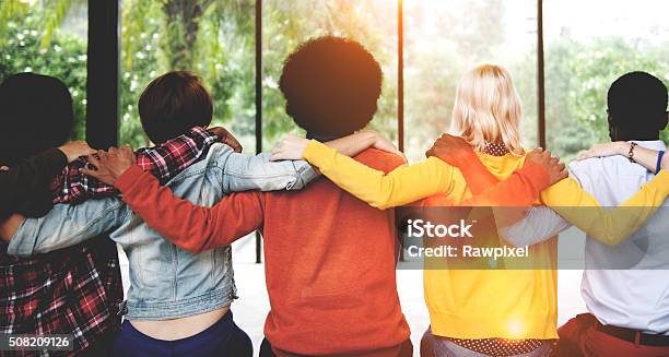 Diverse People Friendship Togetherness Connection Rear View Conc Stock Photo - Download Image Now