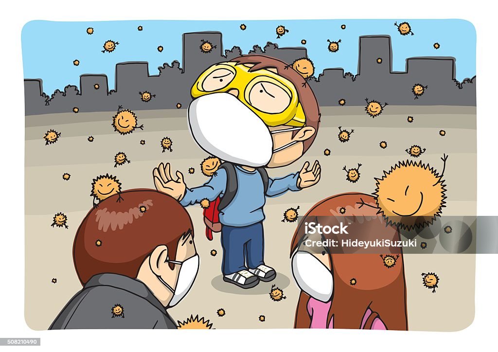 There is Fever Image illustration of "hay fever" and "air pollution". Adult stock vector