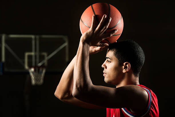 istock African American man shooting at the hoop. 508211055
