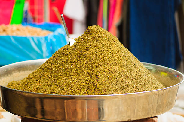 Zaatar and other herbs on sale in the market