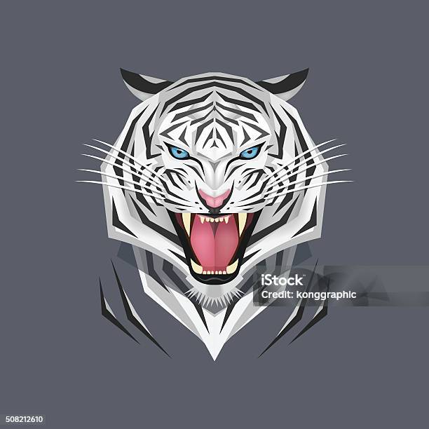 White Tiger Head Vector Illustration Stock Illustration - Download Image Now - White Tiger, Bengal Tiger, Illustration