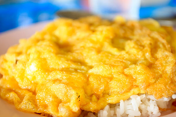 istock Easy making food Thai food white rice with plain omelet 508212754