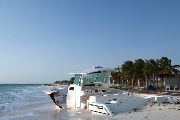 istock Beached Boat on Isla Blanca Cancun Mexico 508212960