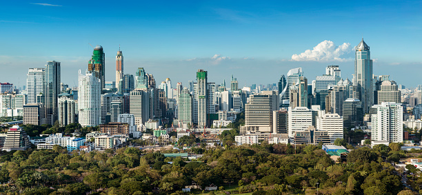 Panoramic View of the Downtown Bangkok City Skyline Thailand