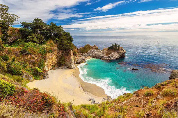 Photo of Beautiful beach and falls on California coast