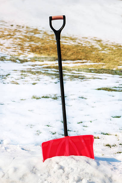 istock Red plastic shovel for snow removal. 508220554