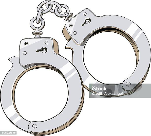 Iron Handcuffs For Criminal Stock Illustration - Download Image Now - Cut Out, Handcuffs, Arts Culture and Entertainment