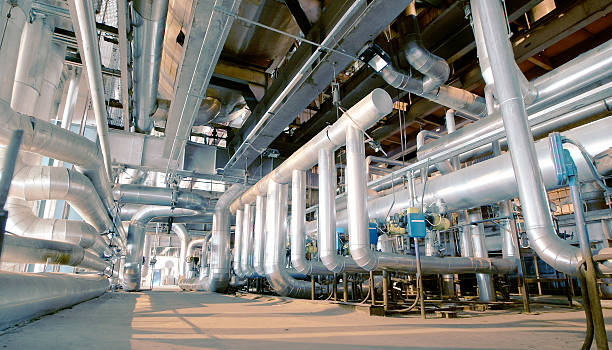 istock Industrial zone, Steel pipelines, valves and cables 508223482