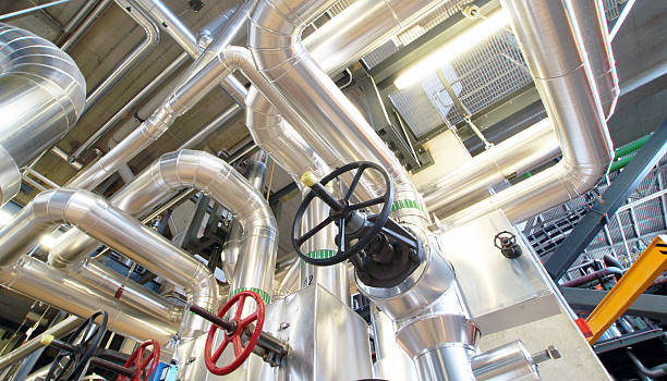 istock Industrial zone, Steel pipelines, valves and cables 508223888