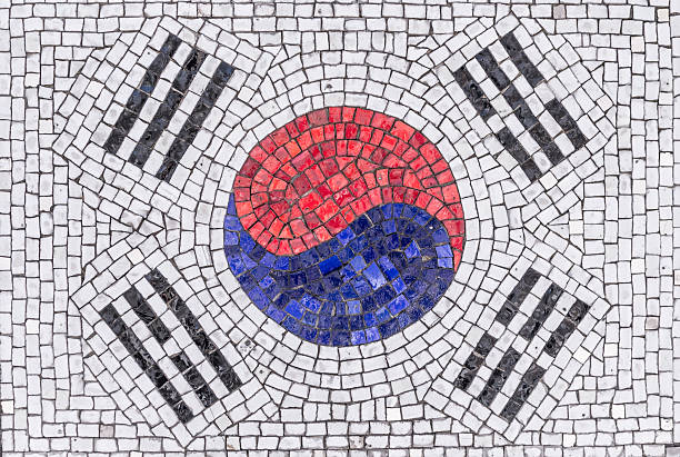 na flaga korei południowej mozaika złogów - south korea zdjęcia i obrazy z banku zdjęć