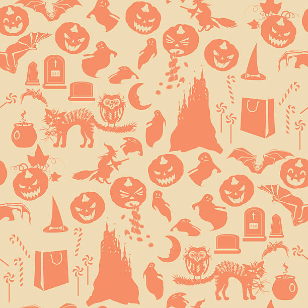 Halloween seamless pattern Halloween orange seamless pattern with pumpkins. File saved in EPS 10 format. pumpkin throwing up stock illustrations