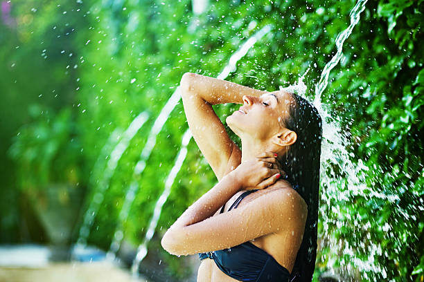 beatiful de verano - waterfall summer outdoors river fotografías e imágenes de stock