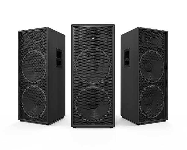 Audio Speakers Isolated Audio Speakers isolated on white background. 3D render stereo stock pictures, royalty-free photos & images