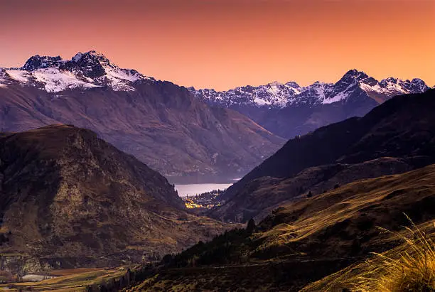 Queenstown at sunset, South Island, New Zealand