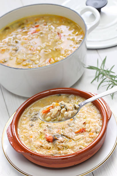 istock spelt soup, farro soup, italian cuisine 508234583