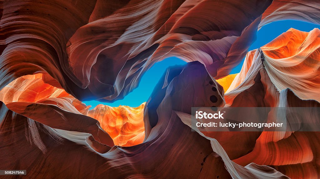 Colours of Antelope Canyon, Arizona Antelope Canyon in the Navajo Reservation near Page, Arizona USA Antelope Canyon Stock Photo