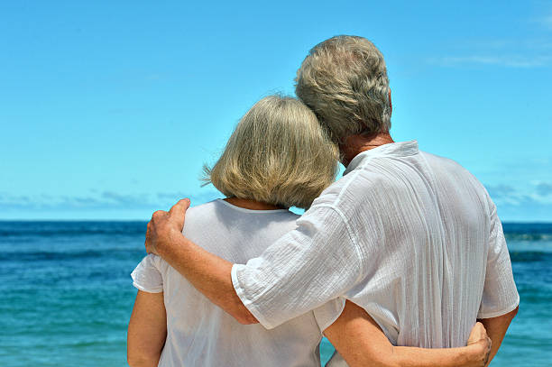 istock Elderly couple rest at tropical resort 508250312