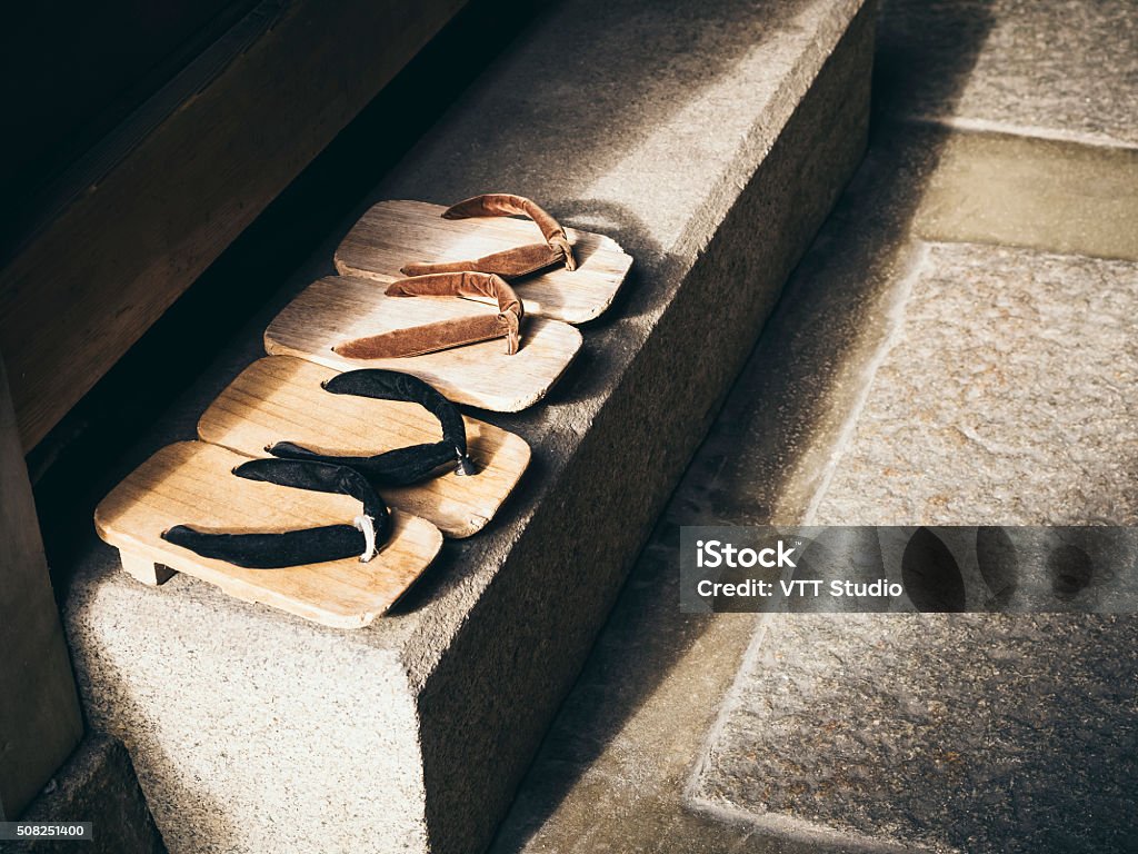 Japan Traditional Footwear Zori in Japanese home Japan Traditional Footwear Zori in Japanese home Travel Culture concept Japan Stock Photo
