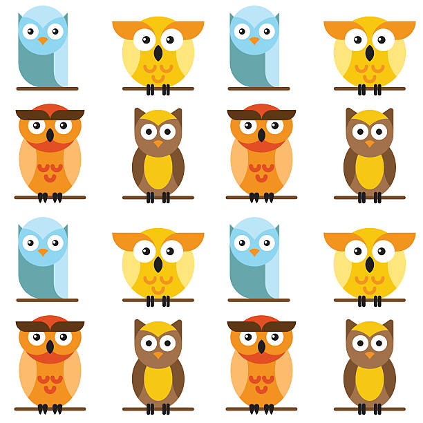 Seamless Pattern Of Bright Vector Owls Stock Illustration - Download Image  Now - Animal Eye, Surprise, Animal - iStock