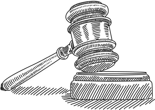 Vector illustration of Judge gavel Drawing