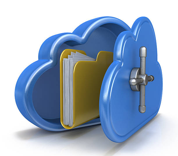 segurança de computação em nuvem conceito e de uma pasta de ficheiros - ring binder file document organization imagens e fotografias de stock