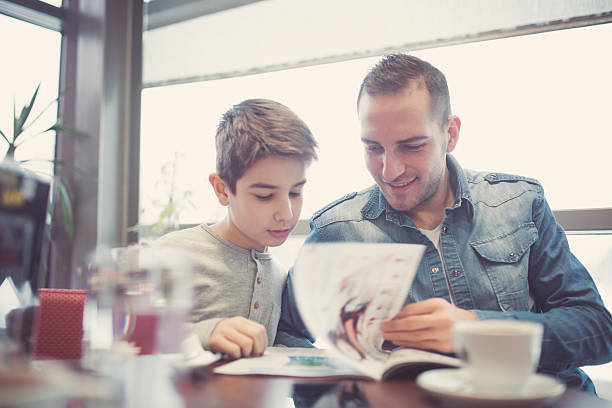 Reading magazines family