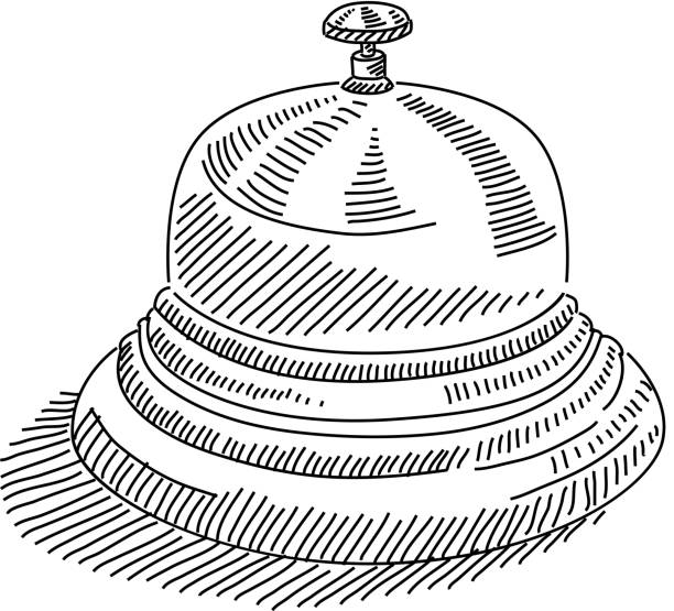 Service Bell Drawing Line drawing of Service Bell . Elements are grouped.contains eps10 and high resolution jpeg. drawing of the hotel reception stock illustrations