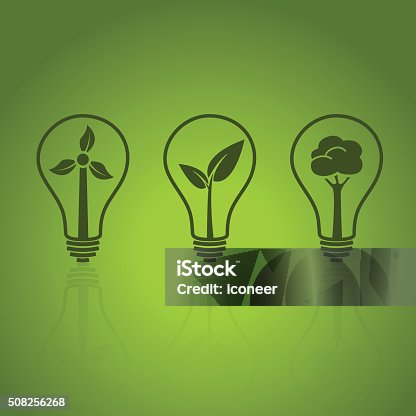 istock Light bulb illustrations for renewable electricity on green background 508256268