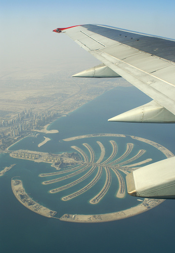 Palm island Dubai shoot from airplane