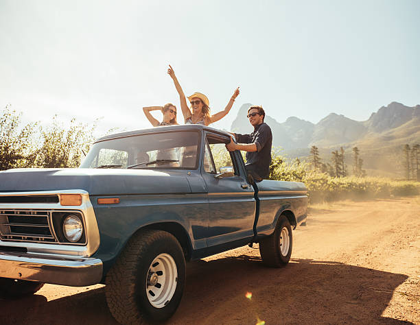 istock Friends on a pick up truck having fun 508258046
