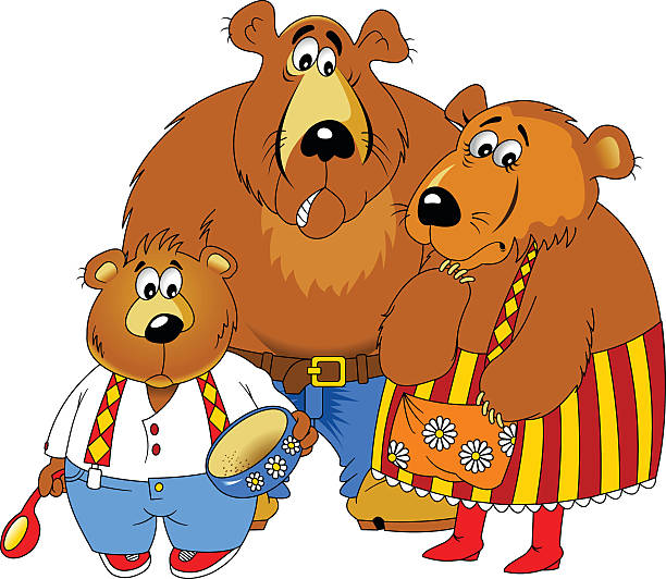illustrazioni stock, clip art, cartoni animati e icone di tendenza di tre orsi - bear teddy bear characters hand drawn