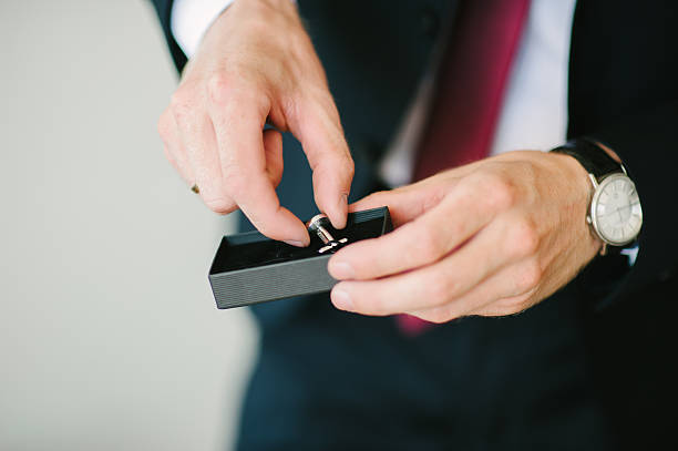 istock Steel Cufflinks for groom 508262154