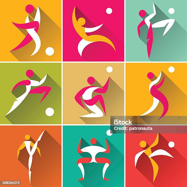 Human Sport Icons Set Stock Illustration - Download Image Now - Abstract, Active Lifestyle, Activity
