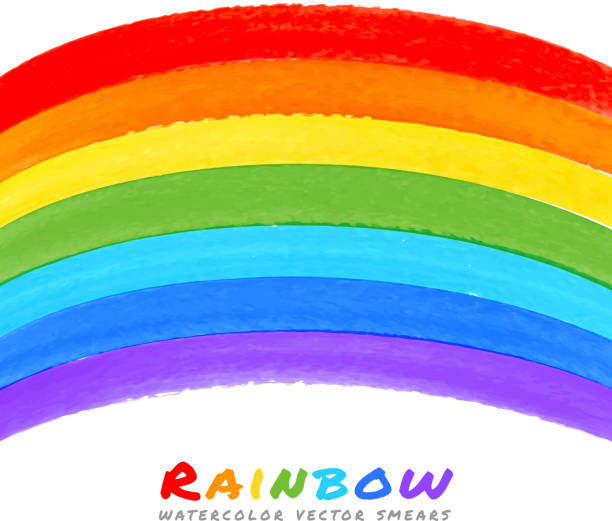 rainbow aquarell brush smears, - wallpaper brush paintbrush equipment green stock-grafiken, -clipart, -cartoons und -symbole