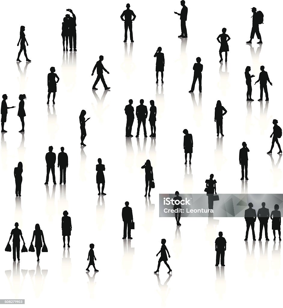 Detailed Little People Each person is highly detailed. High Angle View stock vector