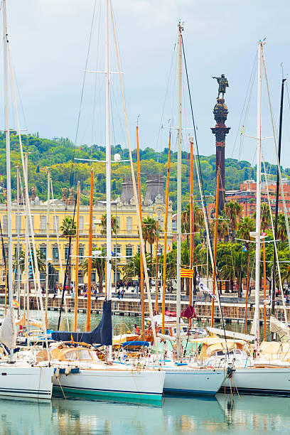 Dozens of yachts in the Port Olympic, Barcelona, Spain