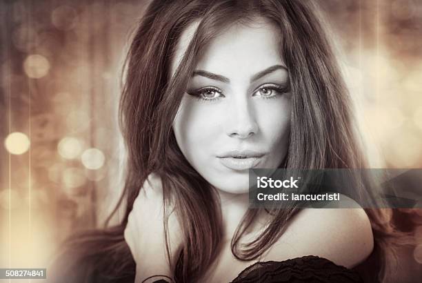 Genuine Natural Brunette Looking Directly To The Camera Stock Photo - Download Image Now